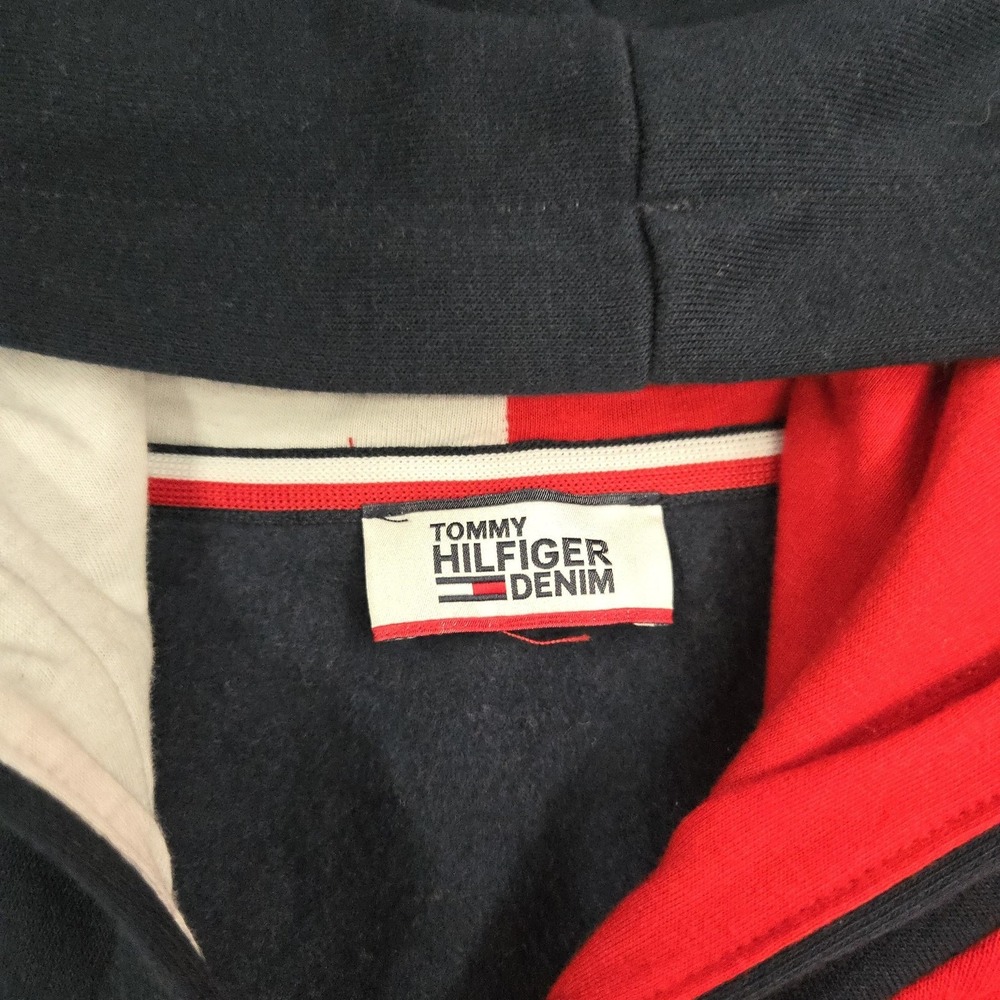 Tommy Hilfiger Denim Sweater‎ Dress Womens Medium Colorblock Hoodie Long Sleeve - Picture 4 of 11